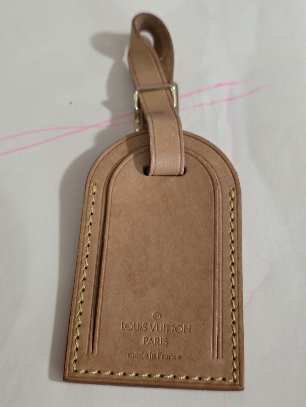 Louis Vuitton Vachetta Leather Luggage Tag Natural Tan Authentic Y2K Travel